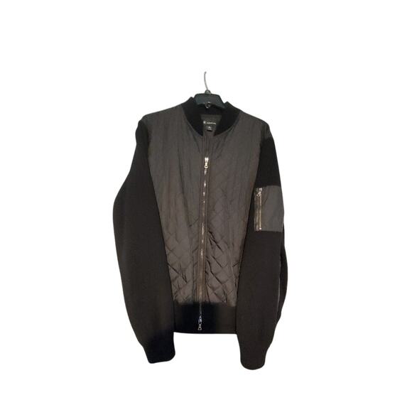 INC International Concepts Jacket Men's Bomber XL Mock Neck Black Y2k Preppy - Picture 2 of 14